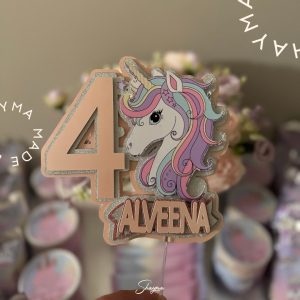 Personalized Pastel Unicorn Cake Topper
