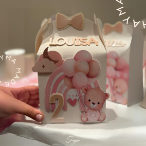 Personalized Boho Teddy Bear Favor Box