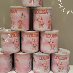 Personalized Pink Teddy Bear Favor Tin