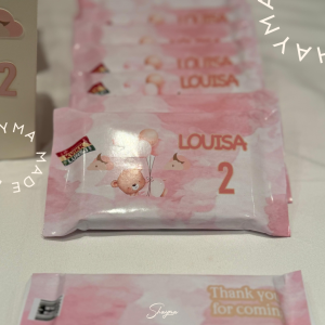 Personalized Pink Teddy Bear Chocolate Wrapper