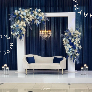 Custom Wedding Stage - "Royal Navy & White" Style