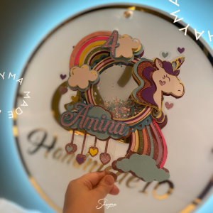 Personalized 3D Unicorn Shaker Cake Topper